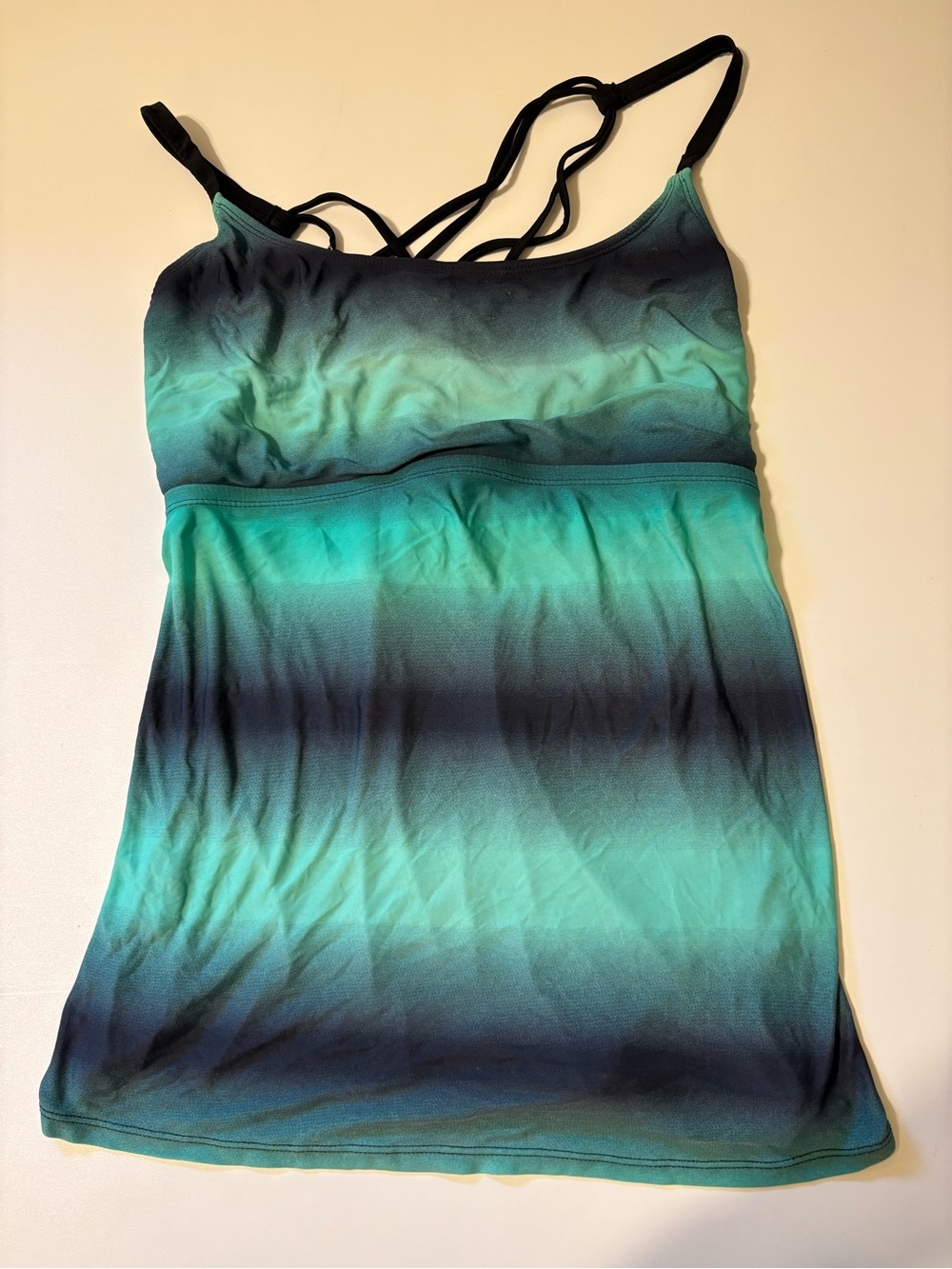 Women's Ombre Tankini Top - Teal Green Stripes